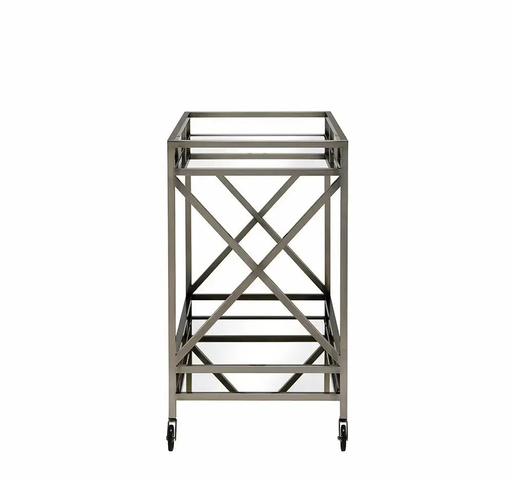 34" X 20" X 35" Antique Brass Metal Serving Cart Homeroots Kitchen & Dining