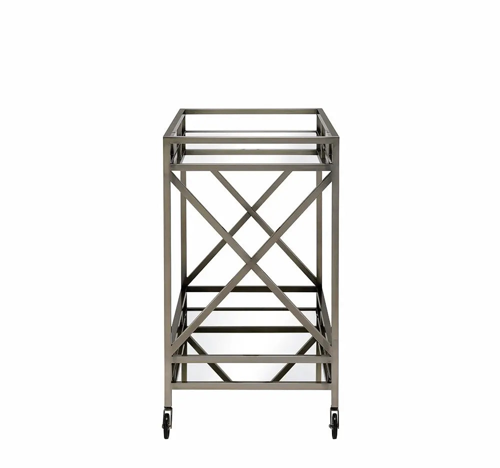 34" X 20" X 35" Antique Brass Metal Serving Cart Homeroots Kitchen & Dining