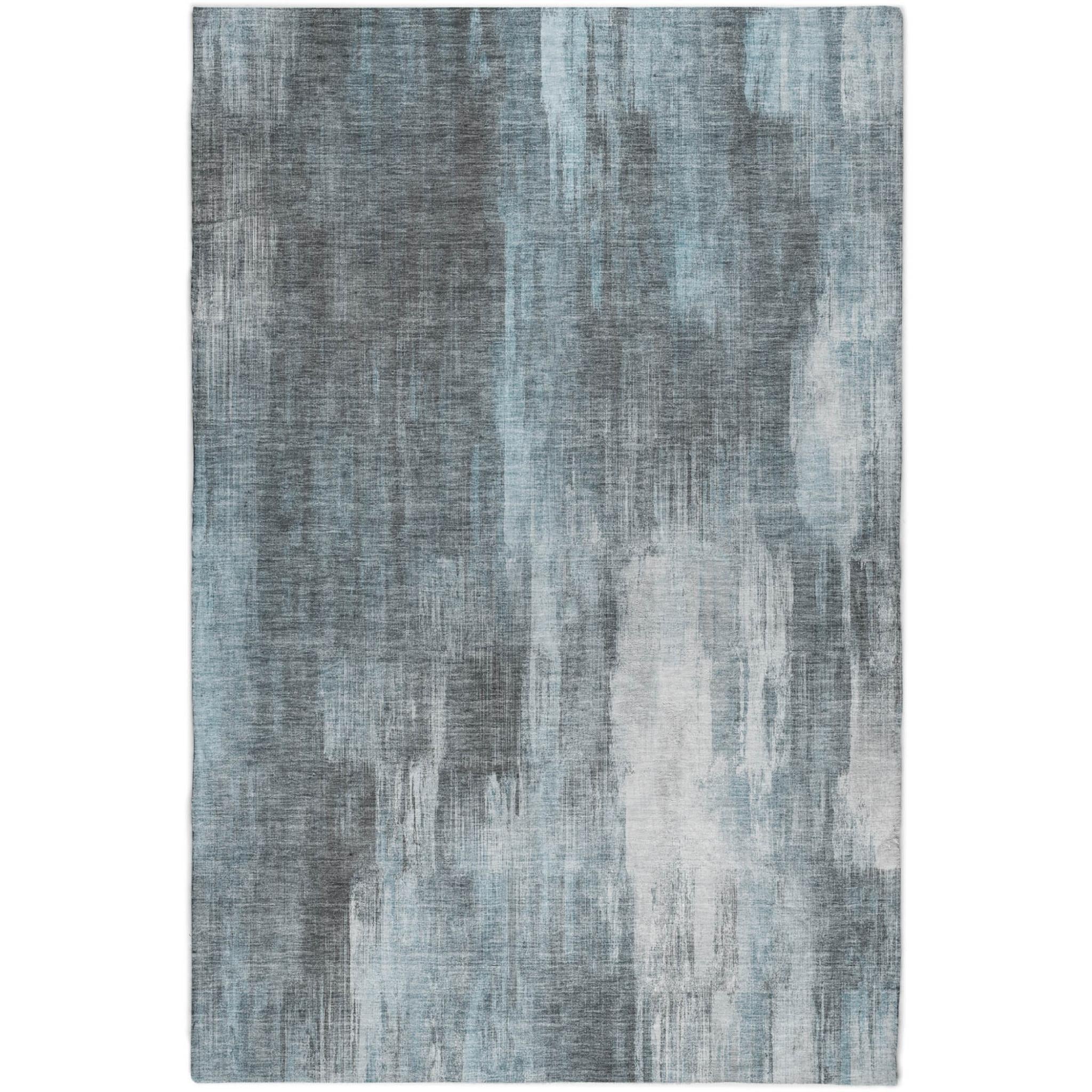 3' X 5' Teal And Ivory Abstract Shag Washable Area Rug With UV Protection - Home & Garden