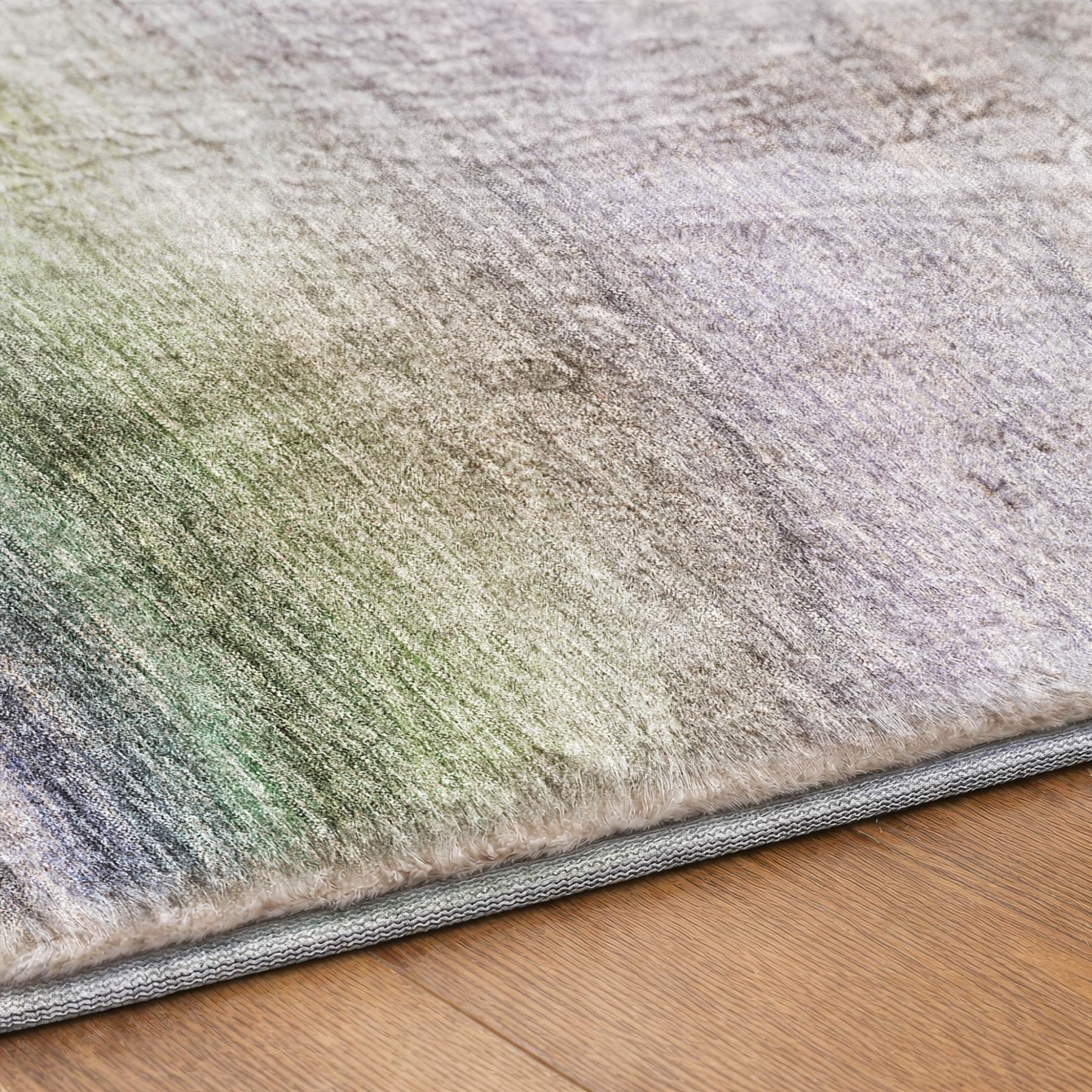 3' X 5' Teal And Green Abstract Shag Washable Area Rug With UV Protection - Home & Garden