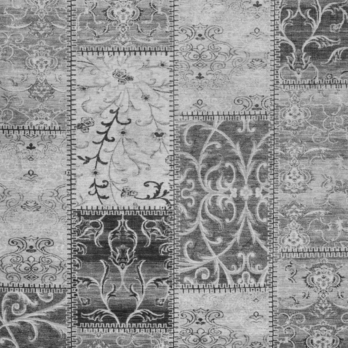 10' X 14' Gray And Silver Floral Shag Washable Area Rug With UV Protection - Home & Garden