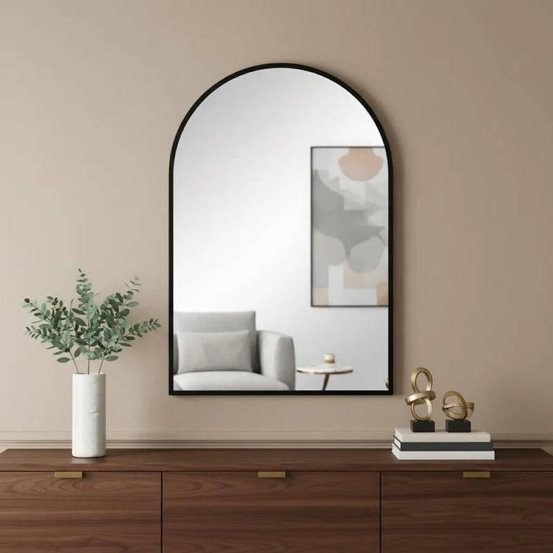 35" Black Aluminum Arch Framed Accent Mirror Homeroots Bed & Bath