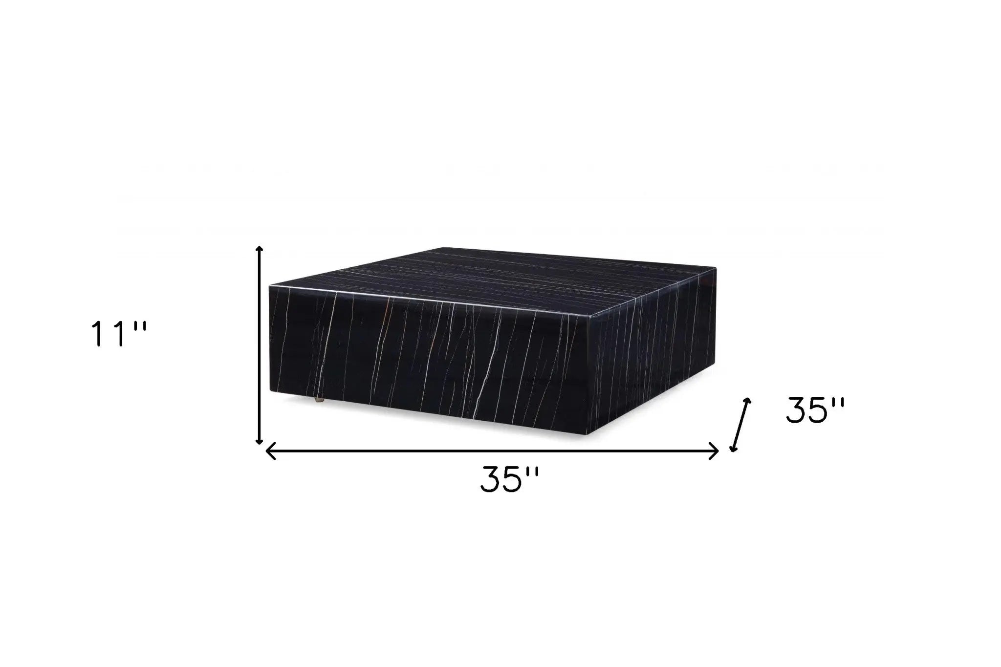 35" Black Genuine Marble And Brass Square Coffee Table Homeroots Living Room
