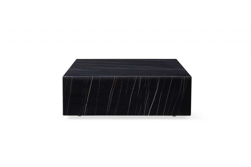 35" Black Genuine Marble And Brass Square Coffee Table Homeroots Living Room