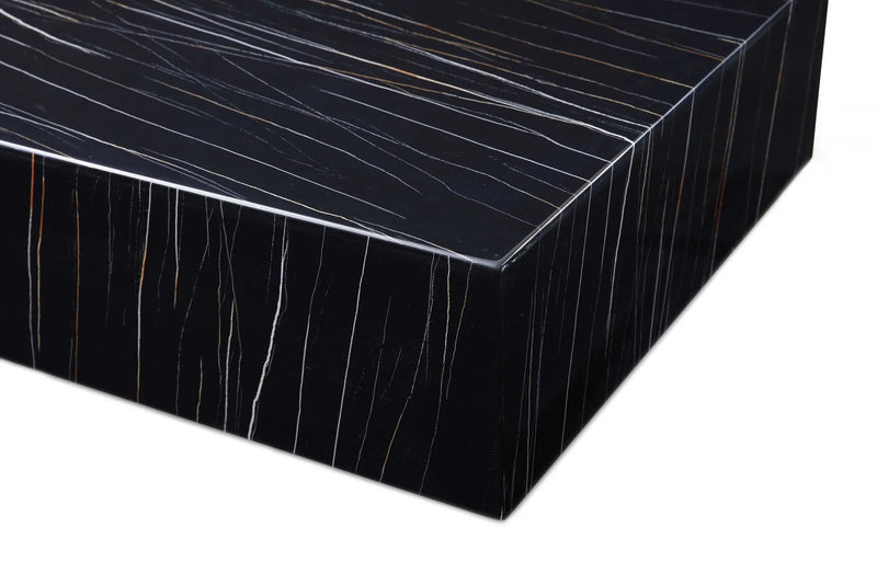 35" Black Genuine Marble And Brass Square Coffee Table Homeroots Living Room