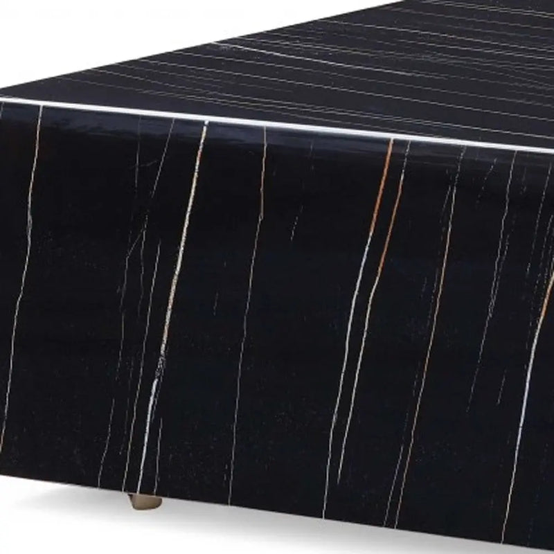35" Black Genuine Marble And Brass Square Coffee Table Homeroots Living Room