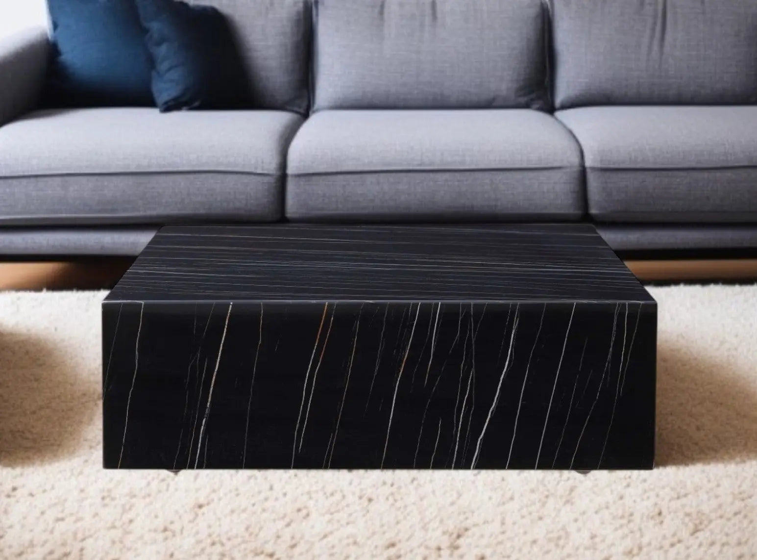 35" Black Genuine Marble And Brass Square Coffee Table Homeroots Living Room