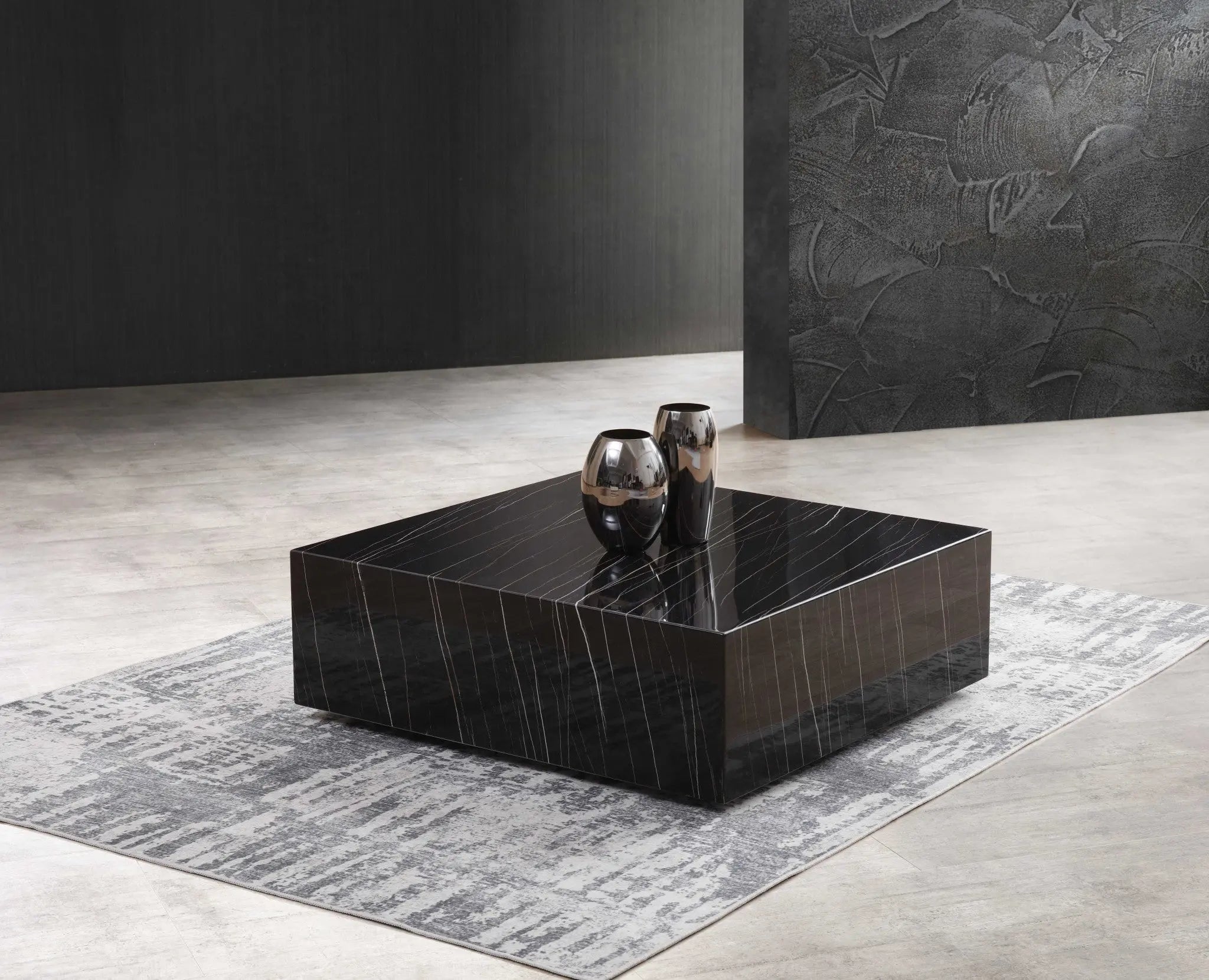 35" Black Genuine Marble And Brass Square Coffee Table Homeroots Living Room