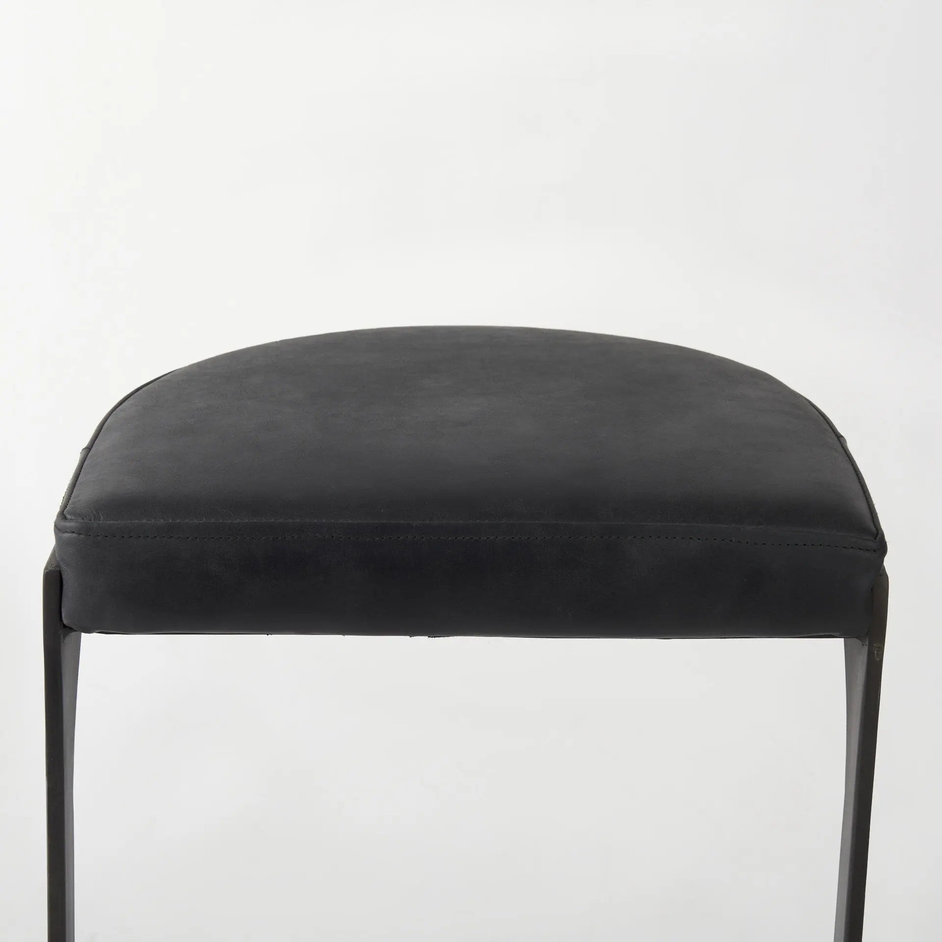 35" Black Leather and Metal Backless Bar Chair Homeroots Living Room