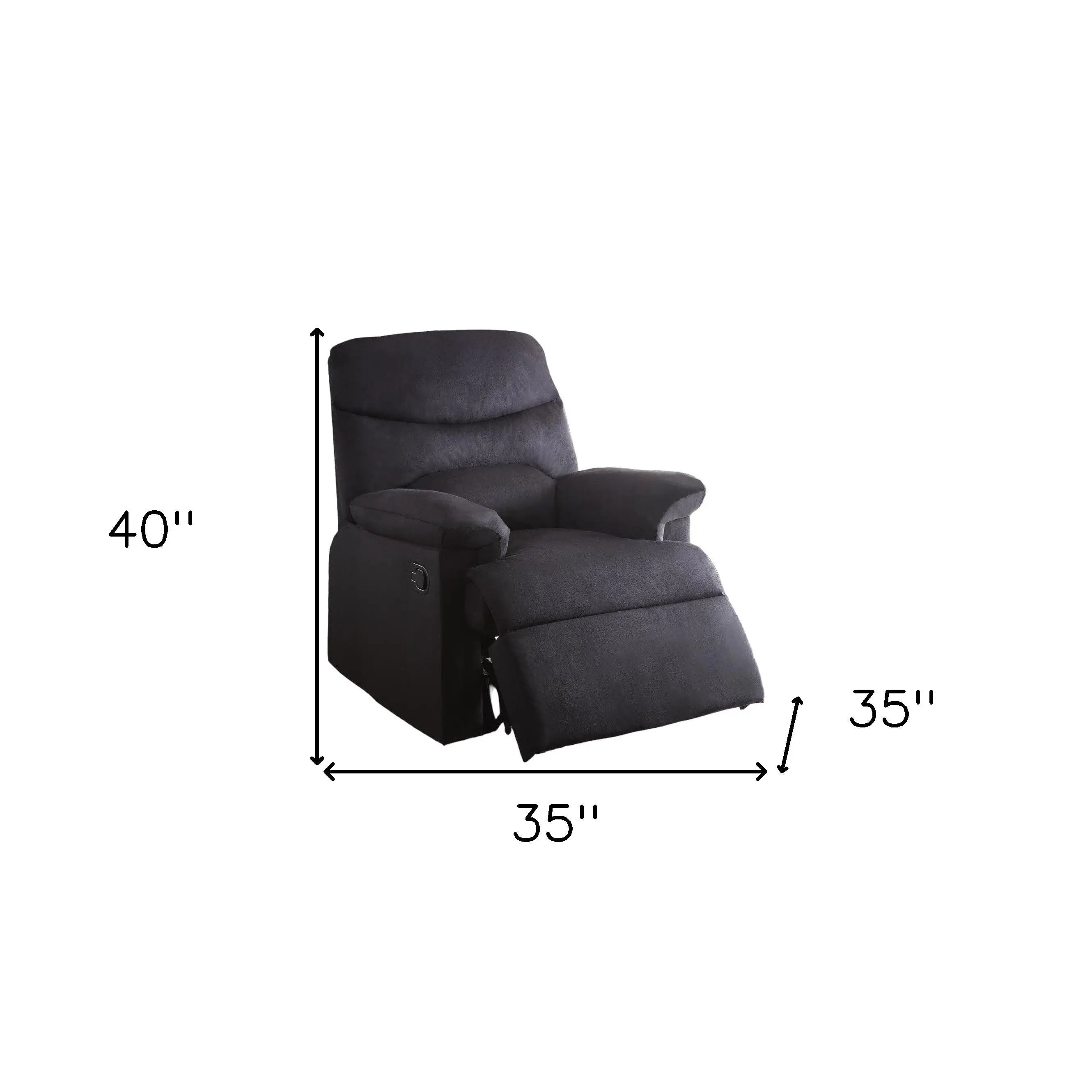 35" Black Microfiber Manual Recliner Homeroots Living Room