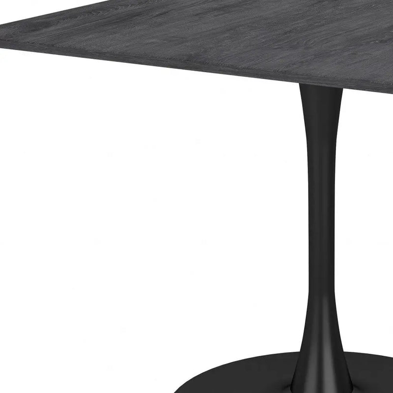 35" Black Square Steel Pedestal Base Dining Table Homeroots Kitchen & Dining