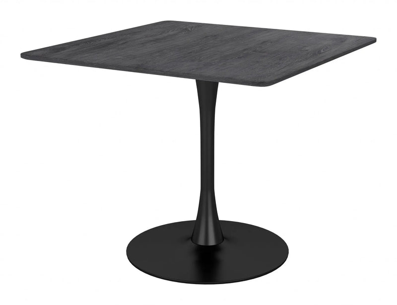 35" Black Square Steel Pedestal Base Dining Table Homeroots Kitchen & Dining