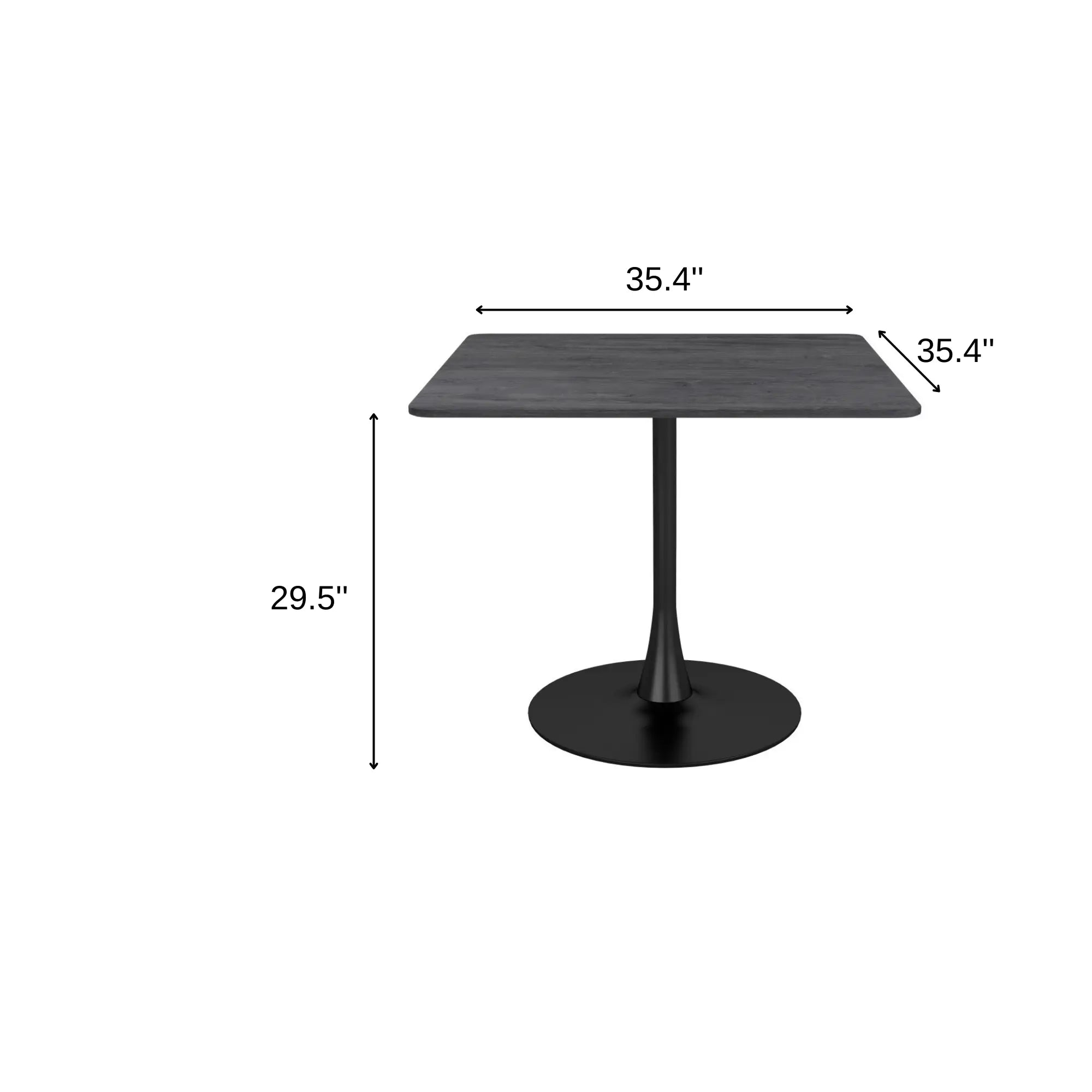 35" Black Square Steel Pedestal Base Dining Table Homeroots Kitchen & Dining