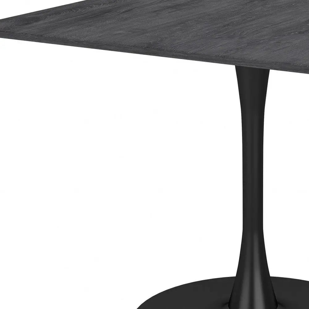 35" Black Square Steel Pedestal Base Dining Table Homeroots Kitchen & Dining