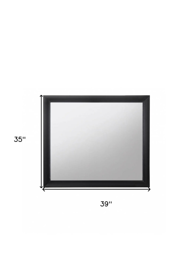35" Black Square Wood Framed Mounted Dresser Mirror Homeroots Bed & Bath