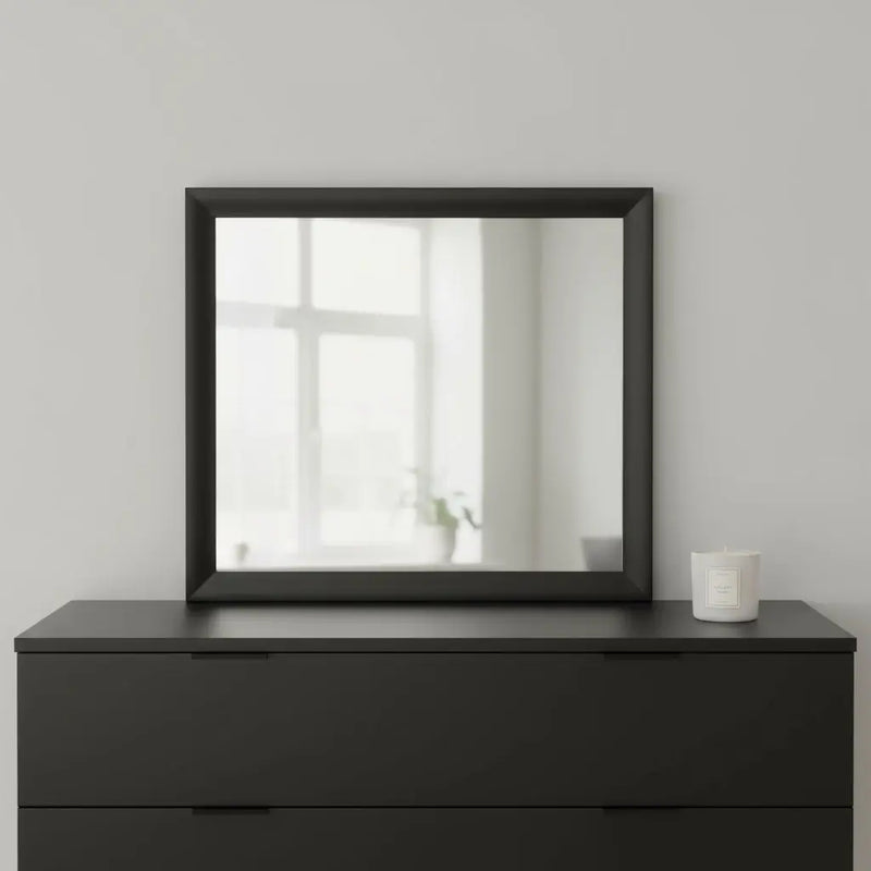 35" Black Square Wood Framed Mounted Dresser Mirror Homeroots Bed & Bath