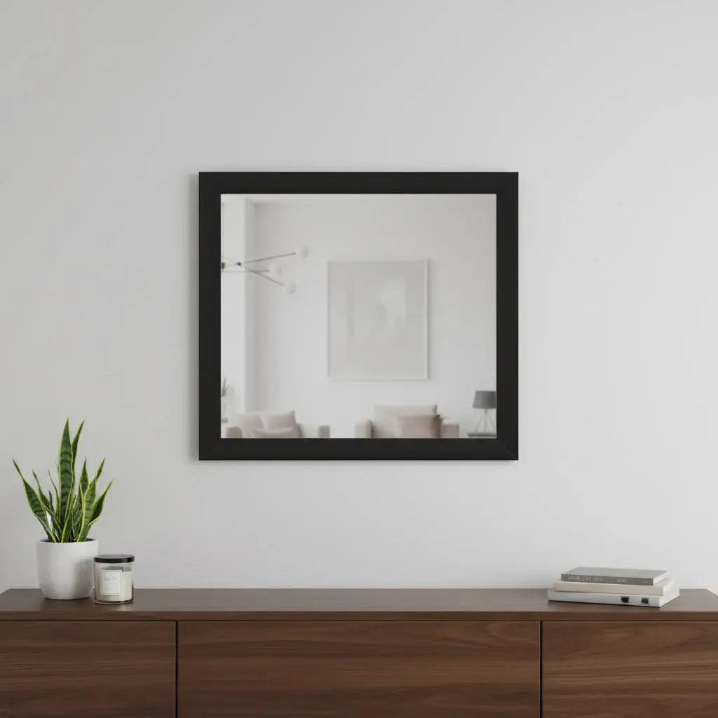 35" Black Wood Framed Accent Mirror Homeroots Bed & Bath