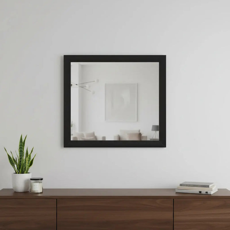 35" Black Wood Framed Accent Mirror Homeroots Bed & Bath