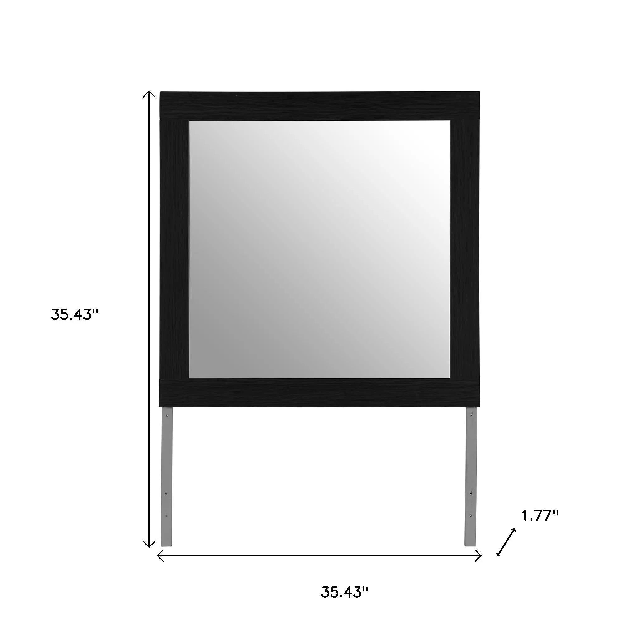 35" Black Wood Square Mounted Framed Dresser Mirror Homeroots Bed & Bath