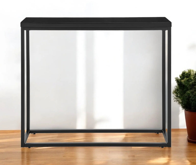 35" Black Wood and Steel Frame Console Table Homeroots Living Room