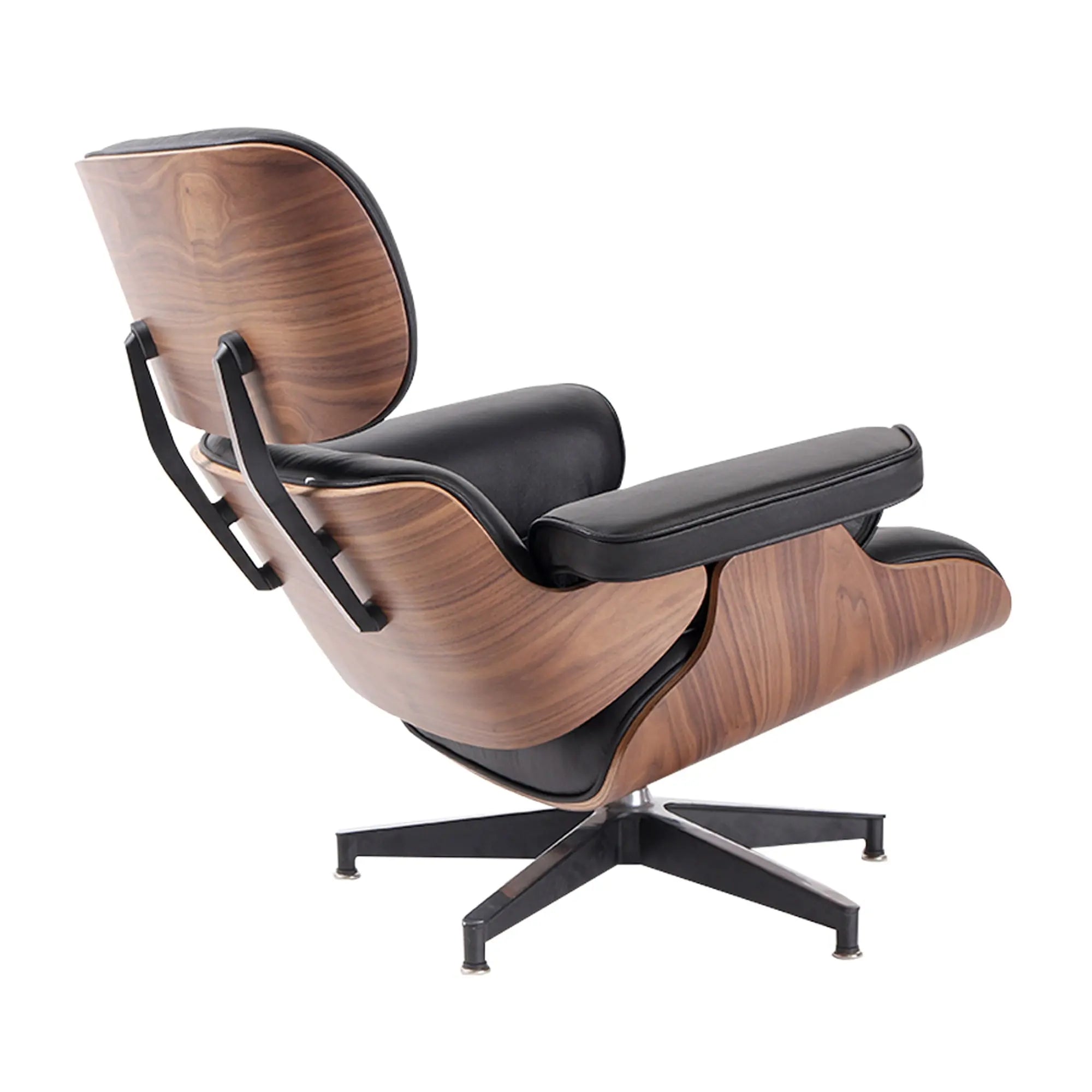 35" Black and Brown Genuine Leather Tufted Swivel Lounge Chair With Ottoman Homeroots Living Room
