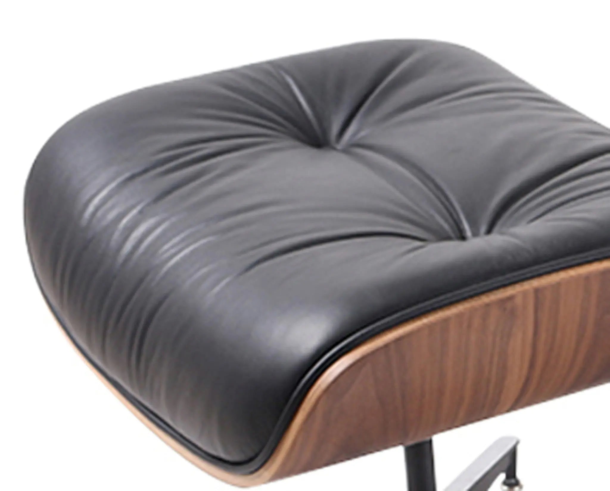 35" Black and Brown Genuine Leather Tufted Swivel Lounge Chair With Ottoman Homeroots Living Room