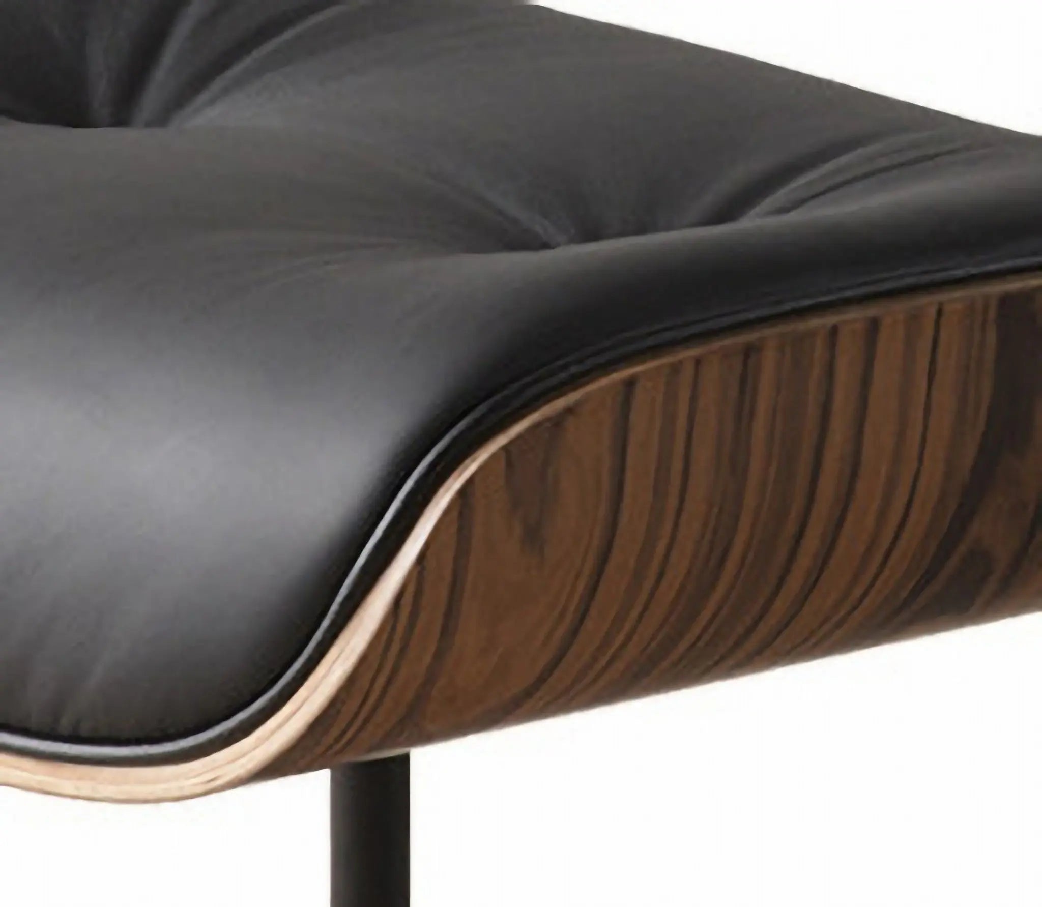 35" Black and Brown Genuine Leather Tufted Swivel Lounge Chair With Ottoman Homeroots Living Room
