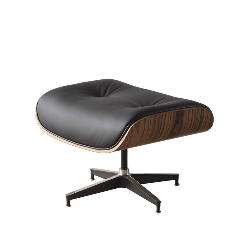 35" Black and Brown Genuine Leather Tufted Swivel Lounge Chair With Ottoman Homeroots Living Room