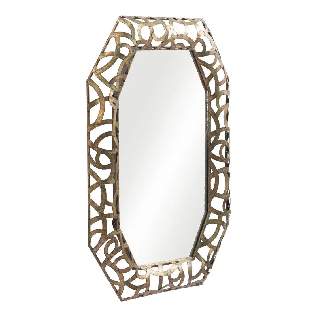 35" Bronze Octagonal Steel Framed Accent Mirror Homeroots Bed & Bath