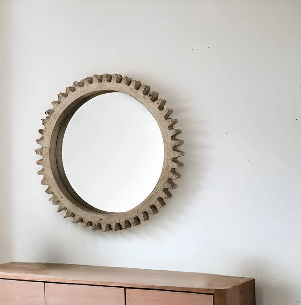 35" Brown Abstract Wood Framed Accent Mirror Homeroots Bed & Bath