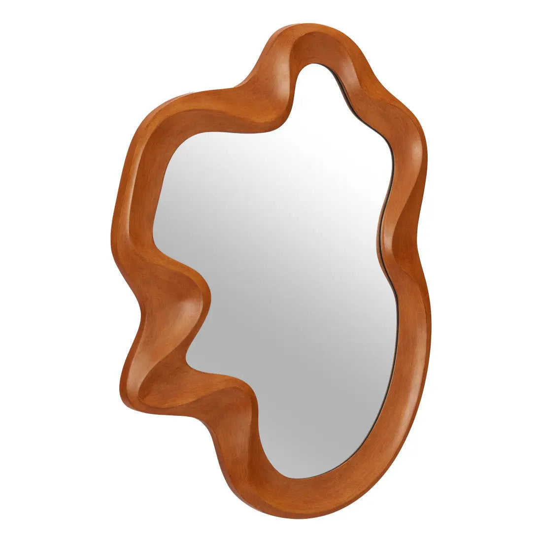 35" Brown Solid Wood Abstract Geometric Framed Accent Mirror Homeroots Bed & Bath