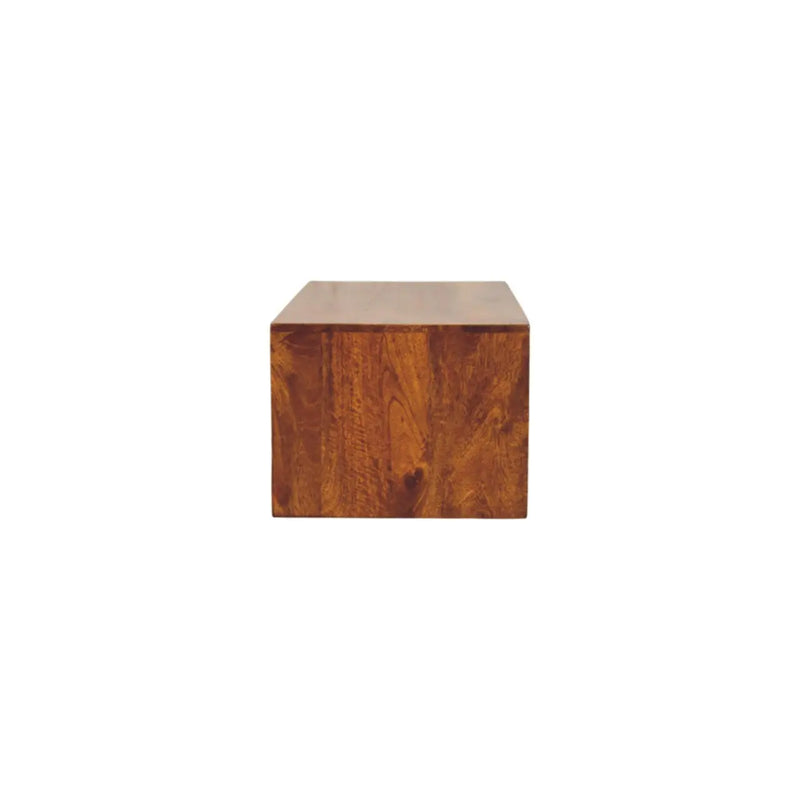 35" Brown Solid Wood Floating Mount TV Stand Homeroots Living Room