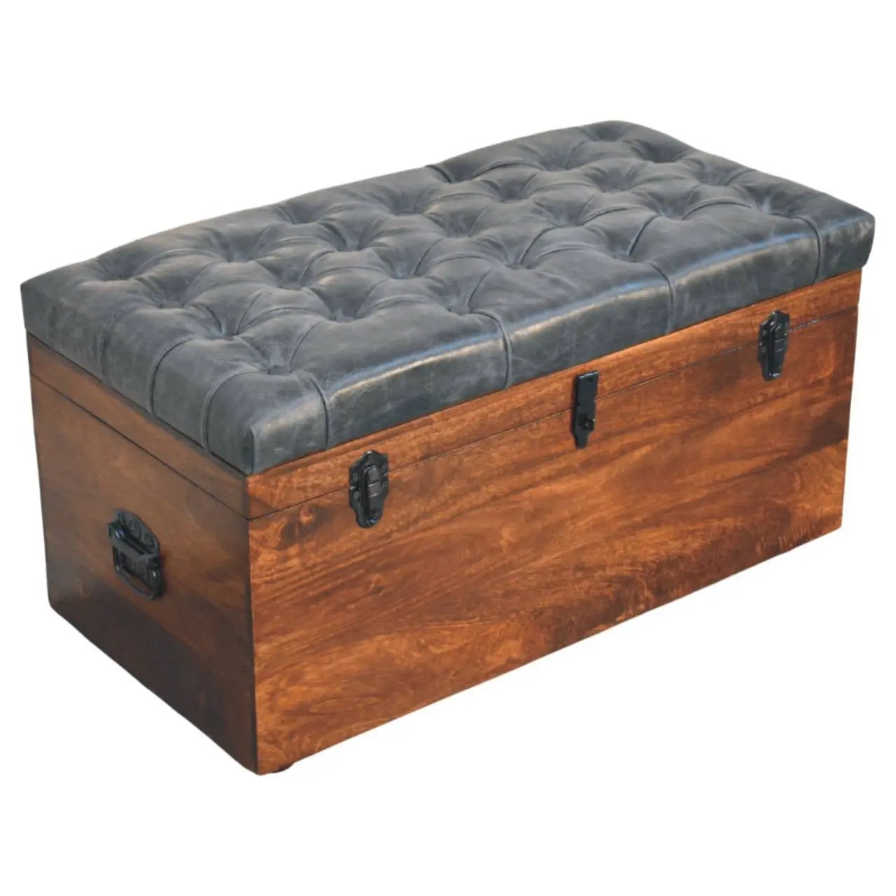 35" Brown Solid Wood Storage Bench Homeroots Outdoor