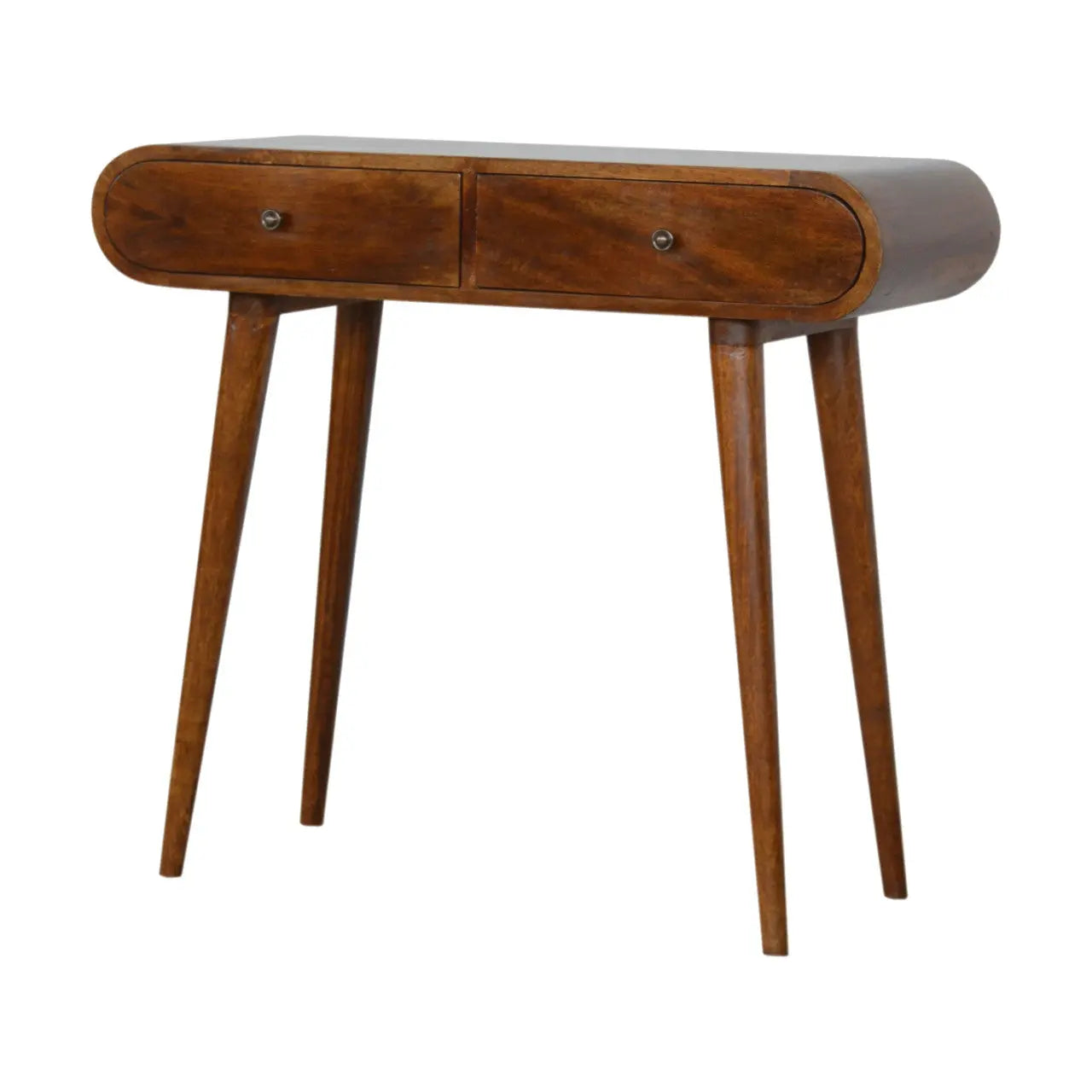 35" Chestnut Solid Wood Console Table With Two Drawers Homeroots Living Room