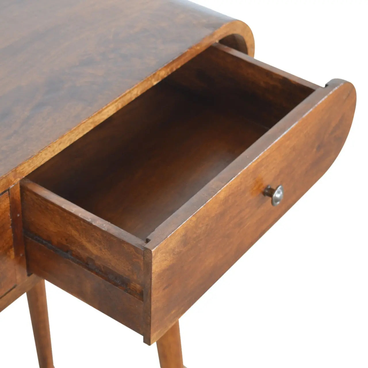 35" Chestnut Solid Wood Console Table With Two Drawers Homeroots Living Room