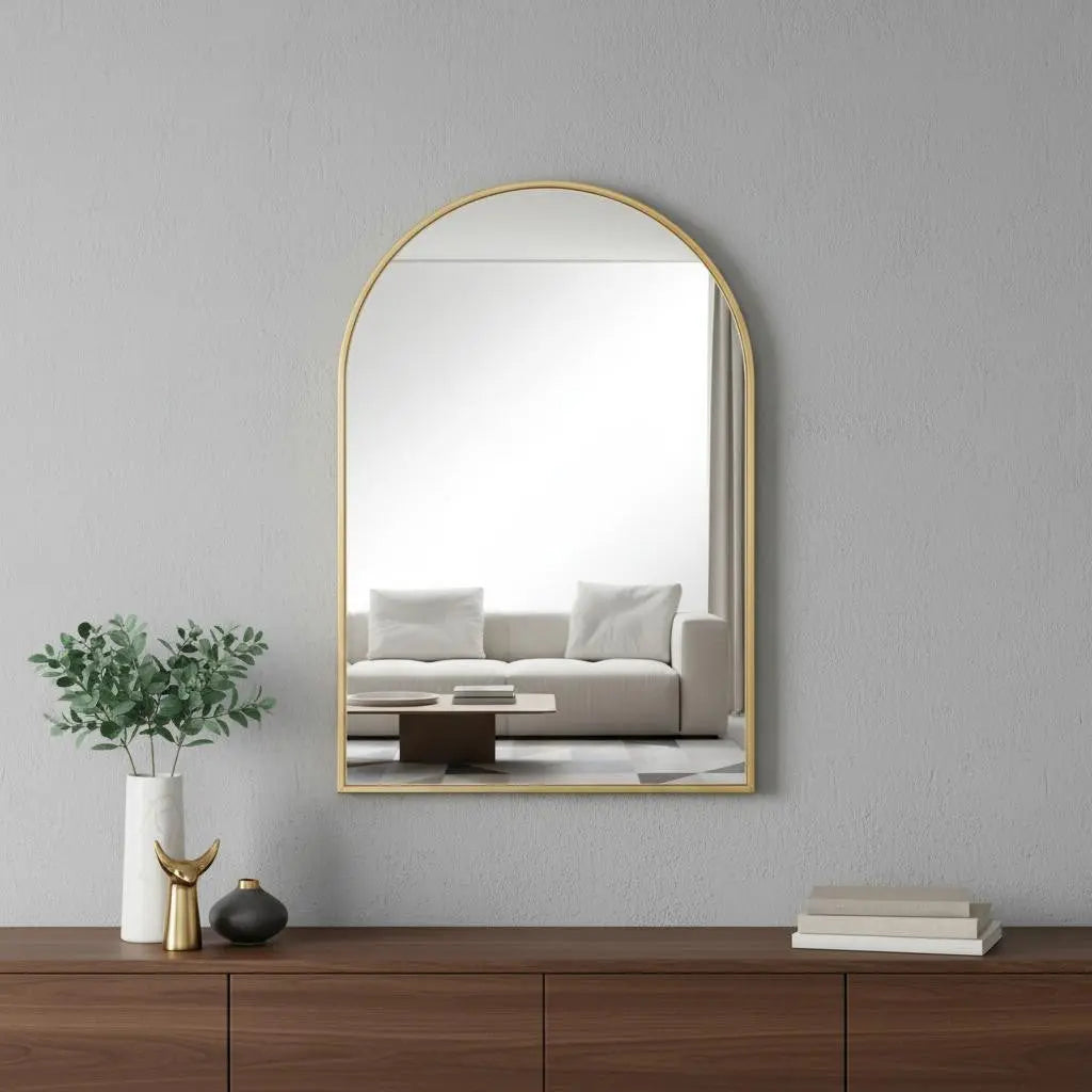 35" Gold Aluminum Arch Framed Accent Mirror Homeroots Bed & Bath