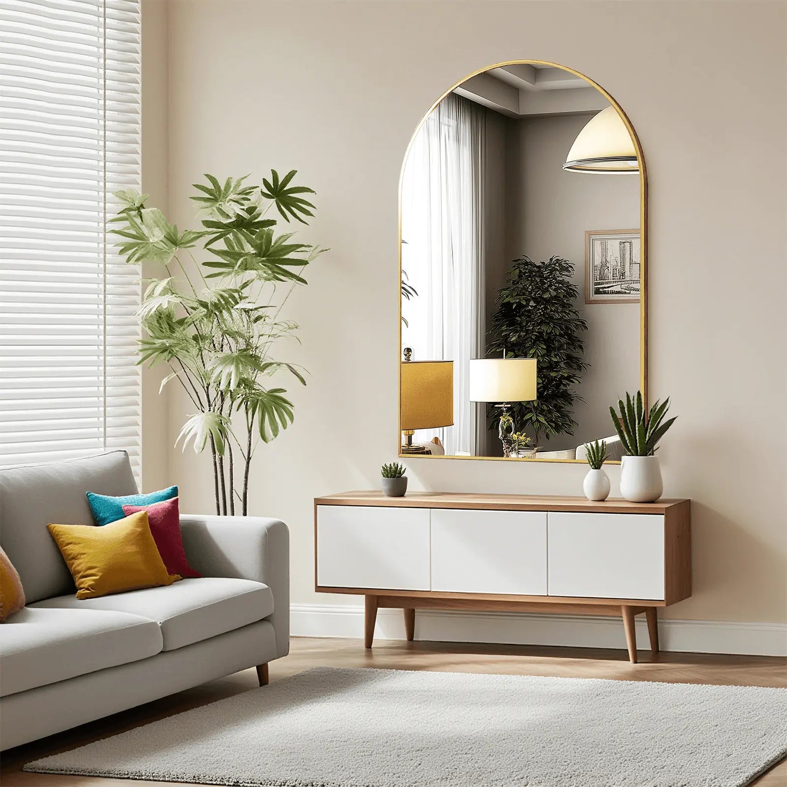 35" Gold Aluminum Arch Framed Accent Mirror Homeroots Bed & Bath