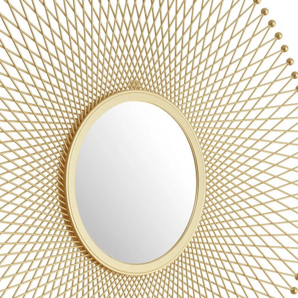 35" Gold Round Iron Framed Accent Mirror - GreatEagleInc