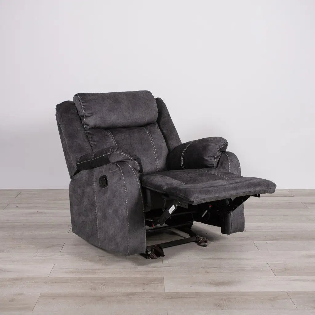 35" Granite Gray Fabric Manual Recliner Homeroots Living Room