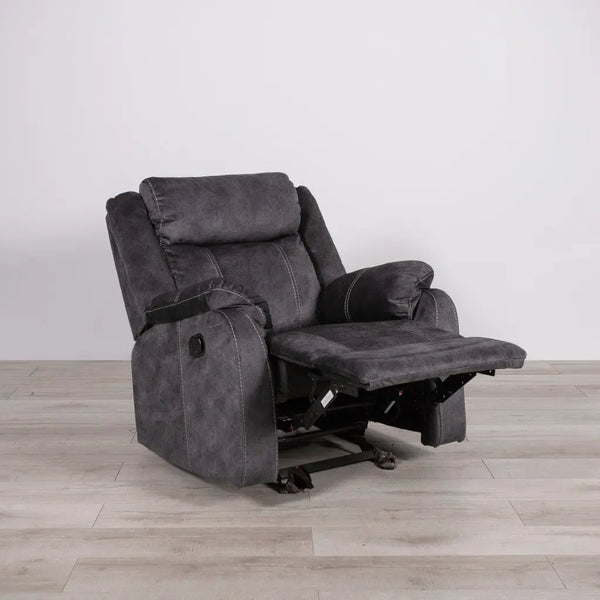 35" Granite Gray Fabric Manual Recliner Homeroots Living Room