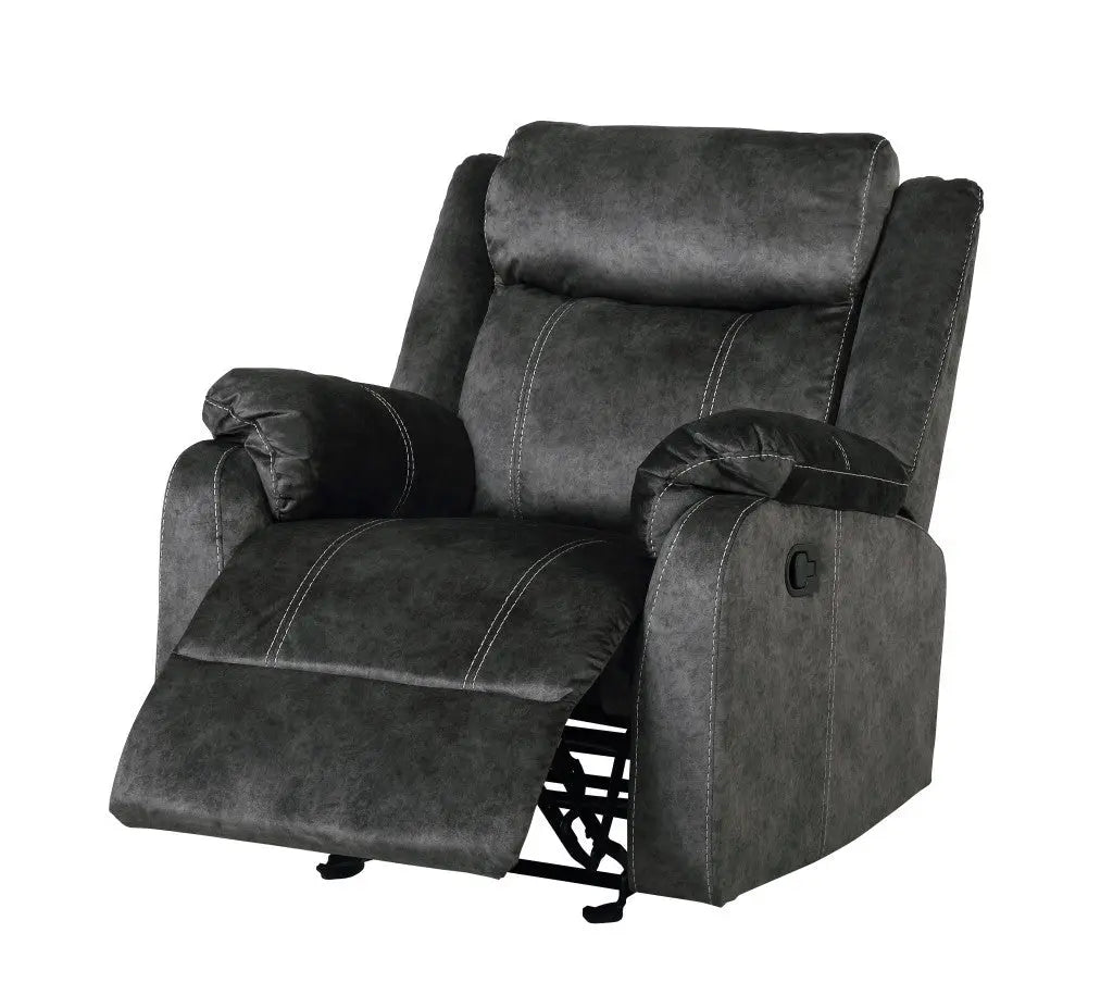 35" Granite Gray Fabric Manual Recliner Homeroots Living Room