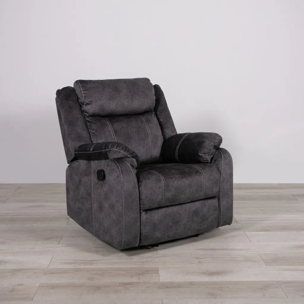 35" Granite Gray Fabric Manual Recliner Homeroots Living Room