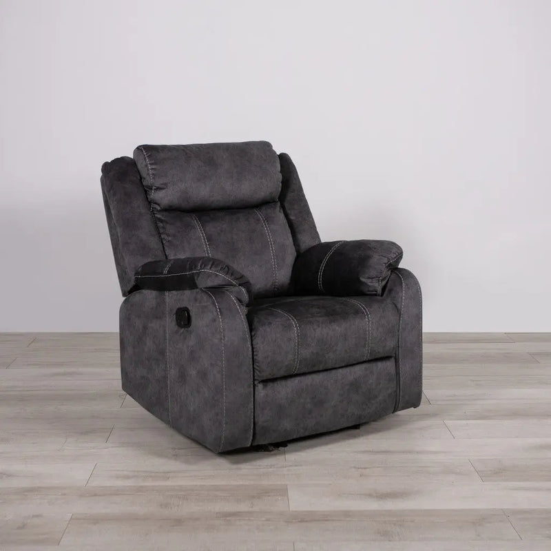 35" Granite Gray Fabric Manual Recliner Homeroots Living Room