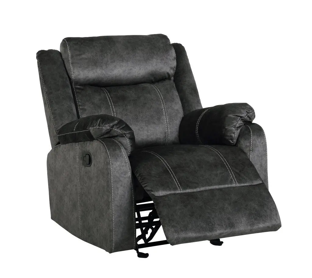 35" Granite Gray Fabric Manual Recliner Homeroots Living Room