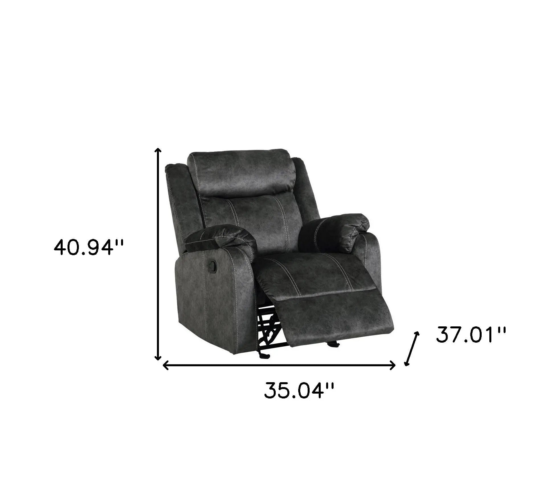 35" Granite Gray Fabric Manual Recliner Homeroots Living Room