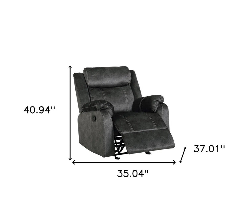 35" Granite Gray Fabric Manual Recliner Homeroots Living Room