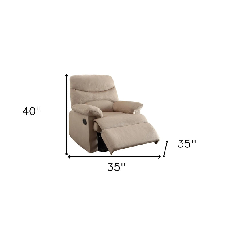 35" Light Brown Microfiber Manual Recliner Homeroots Living Room