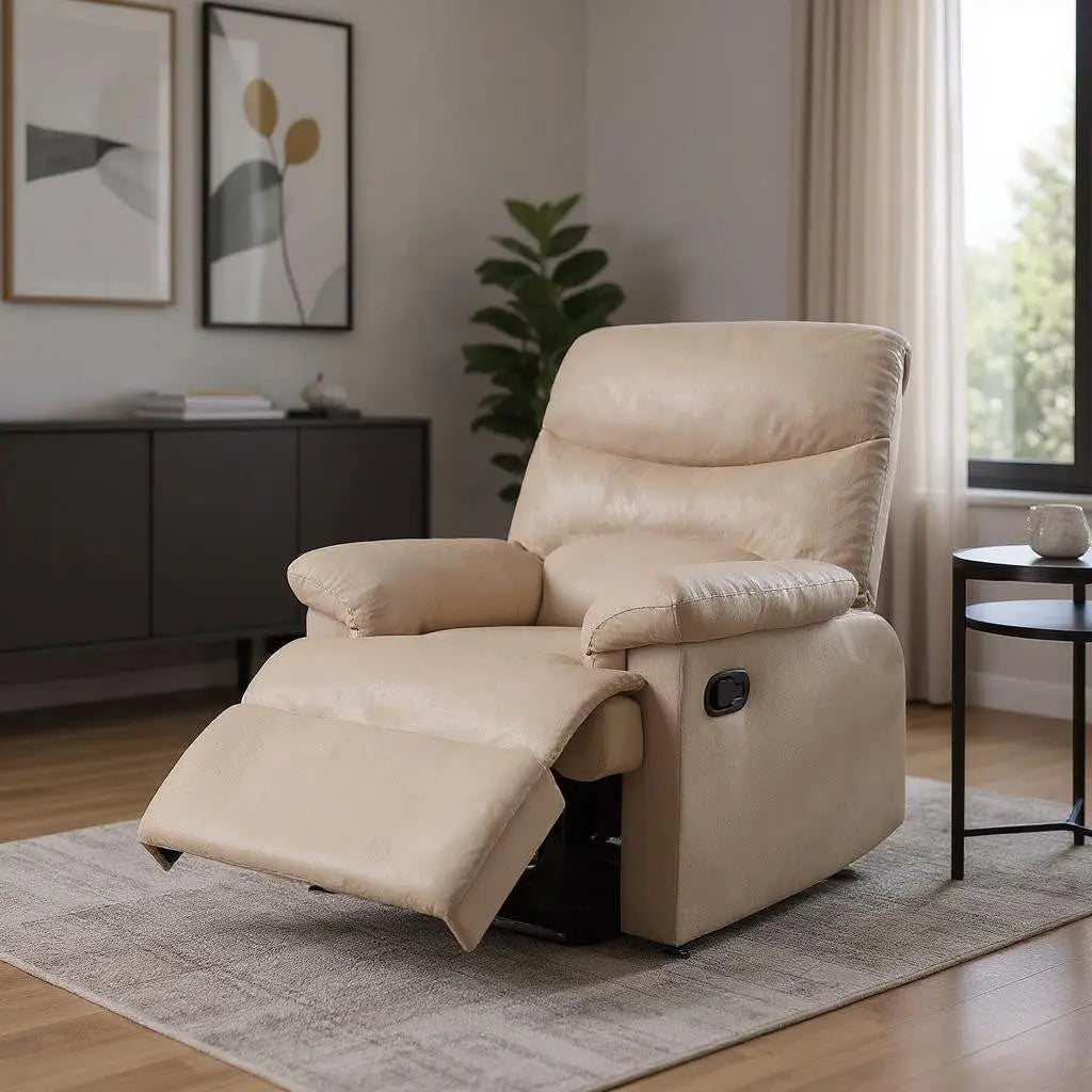 35" Light Brown Microfiber Manual Recliner Homeroots Living Room