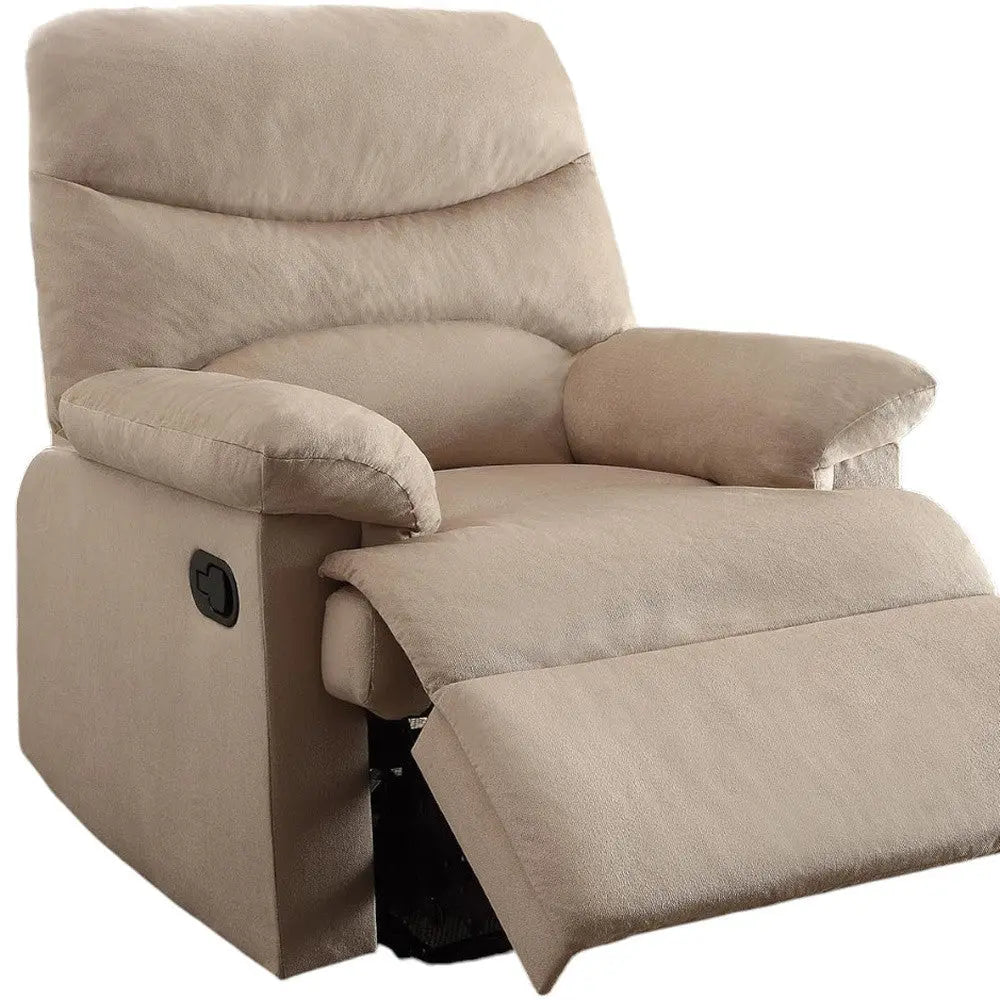 35" Light Brown Microfiber Manual Recliner Homeroots Living Room