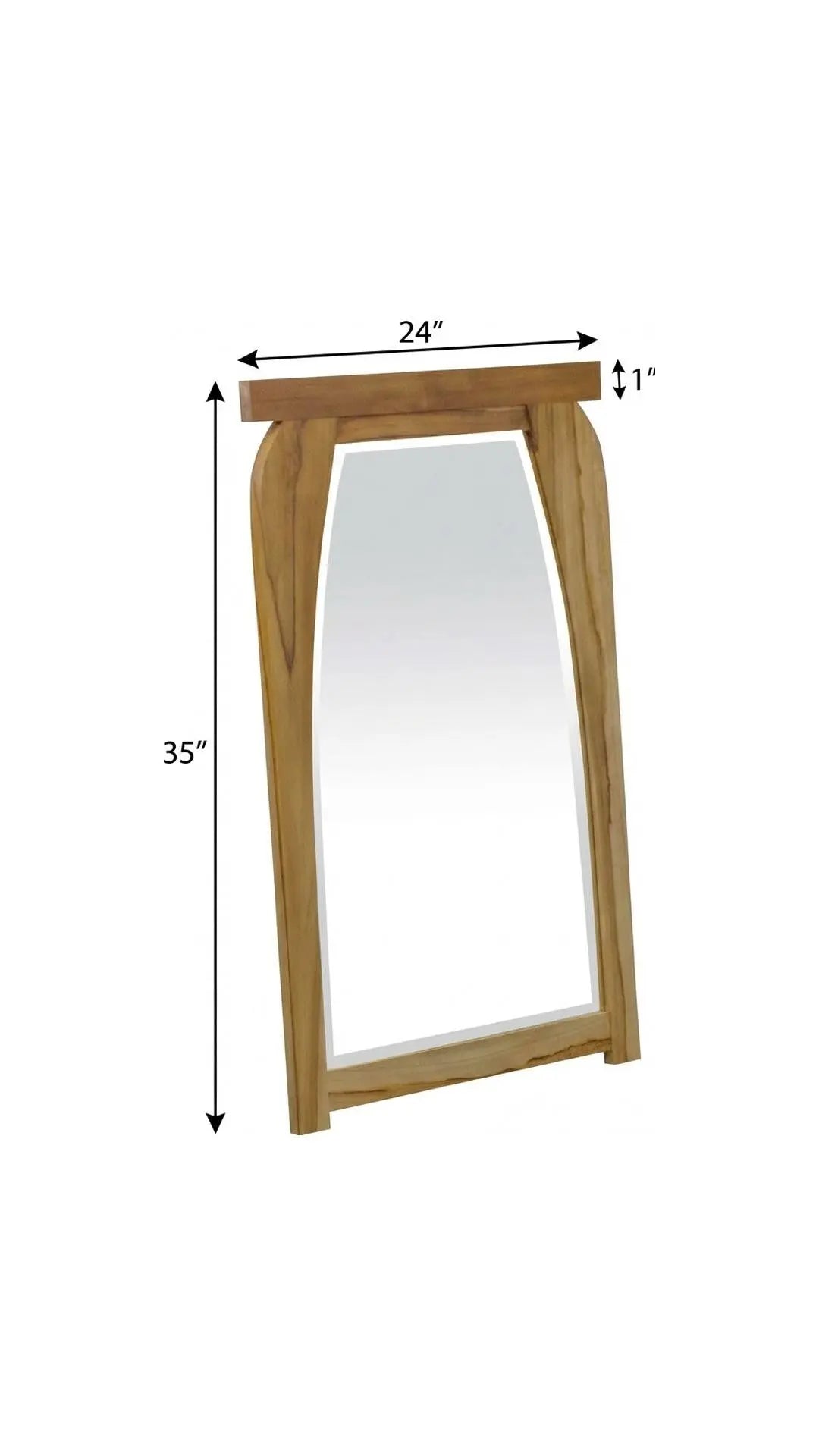 35" Natural Solid Wood Framed Accent Mirror Homeroots Bed & Bath